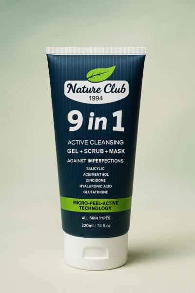 nature club 9 in 1 active cleansing gel + scrub + mask