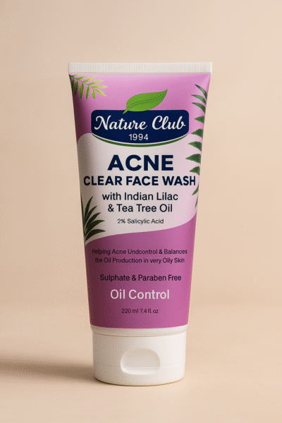 nature club acne clear face wash – oil control with indian lilac & tea tree oil