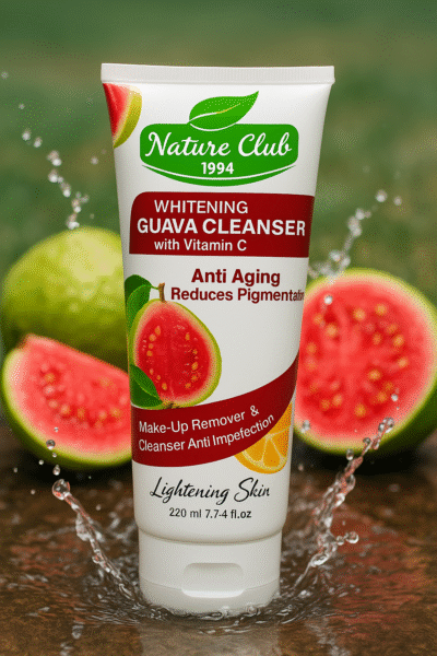 nature club whitening guava cleanser with vitamin c – anti aging, pigmentation reduction & makeup remover (220ml