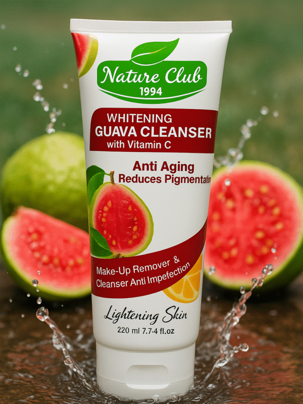 nature club whitening guava cleanser with vitamin c – anti aging, pigmentation reduction & makeup remover (220ml